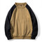 Mens Hip Modish Thermal Patchwork Sleeve Design Long Sleeve Top Sport Running Sweatshirt  - Khaki