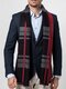 Men Cashmere Casual Universal Business Colorful Stripe Pattern Keep Warm Contrast Color Scarf - Wine Red