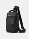 Men's Nylon Multifunctional Shoulder Bag USB Rechargeable Casual Chest Bag Anti-theft Messenger Bag - Black
