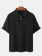 Mens Solid Color Loose Cotton Short Sleeve Basics Golf Shirts - Black
