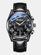 8 Colors Leather Stainless Steel Men Vintage Watch Decorated Luminous Pointer Calendar Quartz Watch - Black Case Black Dial PU Band