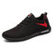 Men Knitted Fabric Non Slip Sport Casual Running Sneakers  - Black