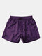 Calzoncillos tipo bóxer con cintura elástica para hombre, 7 colores, seda tailandesa, pantalones cortos - púrpura