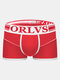 Men Cotton Boxer Briefs Patchwork Comfortable Contour Pouch Support Underwear - Red