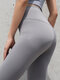 Solid Color High Waist Butt Lift Workout Yoga Leggings - Gray