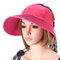 Women Summer Outdoor Sun Protective Gardening Hat Anti-UV Wide Brim Visor Sun Cap - Rose Red