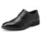 Men Brogue Carved Pointed Toe Lace Up Oxfords Formal Dress Shoes - Black