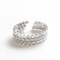 3pcs Simple S925 Sterling Silver Zircon Opening Unique Ring - Silver