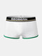 Patchwork Striped Cotton Breathable Sexy Underwear With Button Boxer Briefs - White