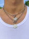 2 Pcs/Set Trendy Minimalist Queen Angel Portrait Round-shaped Pendant Chain Alloy Double-layer Necklace - Silver