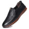 Men Hand Stitching Microfiber Leather Non Slip Casual Slip On Shoes - Black