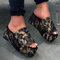 Women Casual Leopard Open Toe Non Slip Platform Slippers - Camo