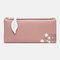Women 13 Card Slots Bifold Flower Printed Long Wallet - Pink 1