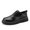 Men Pure Color PU Leather Business Casual Shoes - Black