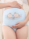 Maternity Adjustable Cotton High Waist Care Abdomen Cartoon Panties - Blue