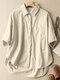 Solid Half Sleeve Pocket Lapel Button Front Shirt - Apricot