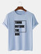 Mens Slogan Print Crew Neck 100% Cotton Casual Short Sleeve T-Shirts - Blue