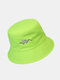 Unisex Cotton Snake Pattern Print Simple Versatile Sunscreen Bucket Hat - Fluorescent Green