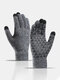 Unisex Knitted Plus Velvet Cold Proof Warmth Touch Screen Full-finger Gloves - Black White