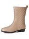 Women Casual Argyle Pattern Slip-on Waterproof Rain Boots - Khaki