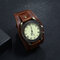 Vintage Cow Leather Bracelet Watch Adjustable Strap Roman Numerals Men Quartz Watch - Brown