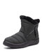 Women's Round Toe Zipper Soft Warm Waterproof Non-Slip Snow Boots - Black