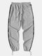 Mens Paisley Printed Side Stripe Patchwork Casual Drawstring Pants - Gray