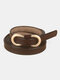 Women Genuine Leather 8-shaped Snaps Solid Color Versatile Decorate All-match Belt - Brown