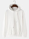 Mens Solid Color Cotton Casual Loose Drawstring Hoodies With Kangaroo Pocket - White