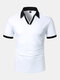 Preppy Mens Contrast Trims White Short Sleeve Golf Shirt - White