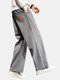 Mens Floral Embroidered Casual Drawstring Waist Loose Straight Pants - Gray