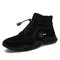 Men Classic Handmade Soft Comfy Suede Sock Ankle Boots - Black