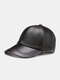 Men's PU Leather Vintage Baseball Caps With Personalized  Woven Hats - Dark Coffee