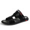 Men Microfiber Leather Breathable Adjustabler Heel Strap Casual Sandals - Black