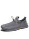 Men Mesh Splicing Hand Stitching Soft Casual Driving Shoes - Gray