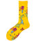 Unisex Couple Comfortable Soft Cotton Socks Vogue Casual Four Seasons Long Tube Socks - Yellow