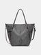 Faux Leather Retro Waterproof Large Capacity Tote Handbag Crossbody Bag - Dark Gray