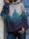 Gradients Landscape Print Long Sleeve Casual Hoodie For Women - Blue