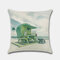 Funda de almohada de playa Paisaje de playa Coco Impresión digital de lino de Palm Hut - #3