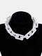 Punk Hip Hop Button Chain Necklace Simple Tassel Acrylic Necklace - White