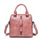 Women Vintage PU Leather Handbag Casual Crossbody Bag - Pink