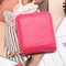 RFID Women Genuine Leather Bifold Short Wallet 4 Card Slot Tassel Solid Coin Purse - Red & Rose