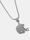 Trendy Hip Hop Full Rhinestones Rugby Hat Shape Pendant Alloy Chain Necklace - Silver