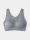 Women Seamless Solid Color Breathable Wireless Sleep Yoga Bras Lingerie - Gray