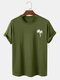 Mens Coconut Tree Print Crew Neck 100% Cotton Short Sleeve T-Shirt - Dark Green