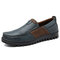 Menico Men Comfy Moccasin Toe Leather Splicing Soft Casual Shoes - Blue