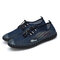 Large Size Men Mesh Fabric Hand Stitching Soft Sole Casual Shoes - Blue