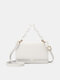 Women Faux Leather Fashion Solid Color Chain Crossbody Bag Shoulder Bag - White