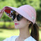 Women Summer Outdoor Gardening Anti-UV Foldable Beach Sunscreen Sun Hat Flower Print Cap - Pink