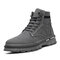 Men Microfiber Leather Lace Up Work Style Elastic Sock Ankle Boots - Grey